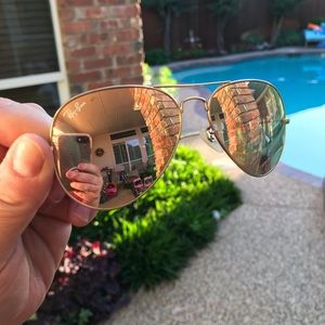 Ray-Ban Aviator Sunglasses, Copper Pink Flash